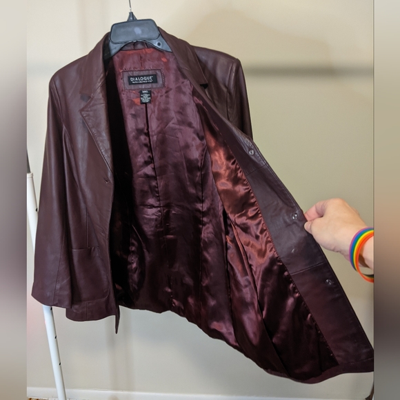 Dialogue Genuine Leather Burgundy Red Jacket Size S Woman - Picture 6 of 14